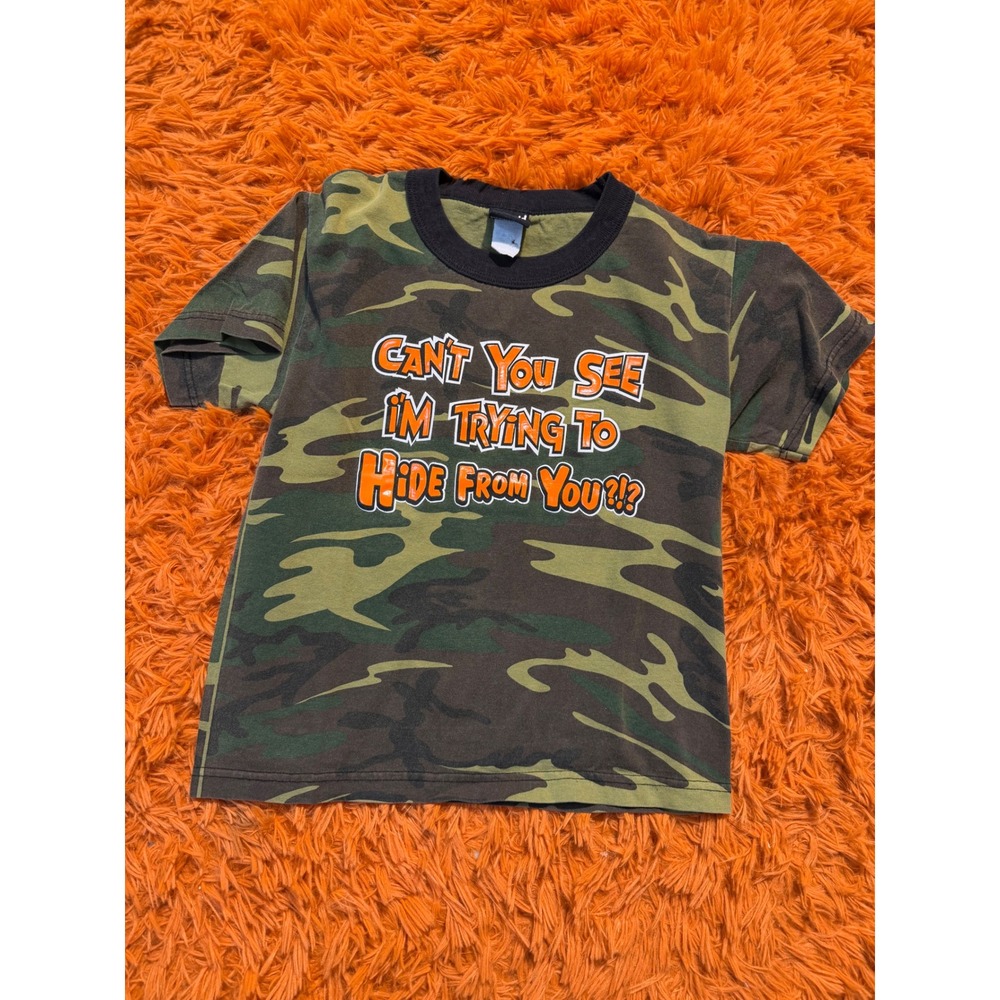Hybrid Tees Youth Camo Graphic T-Shirt Cant You See Im Trying To Hide From You L